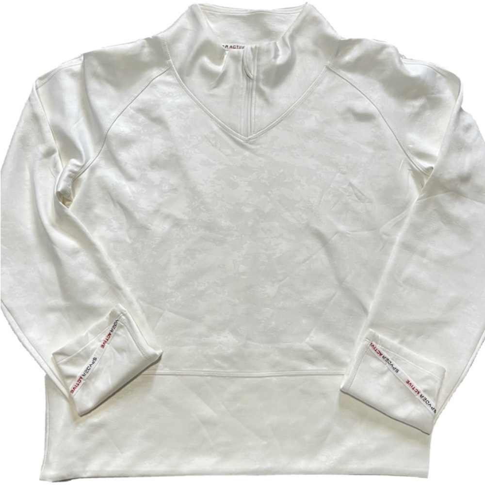 🕷Spyder Active XL Women’s Cream/White Long Sleeve 1/4 Zip Pullover Workout